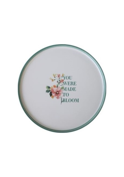 Keramika Çiçek Motto Pasta Tabak 22 Cm - 7 Adet Tarı Beyaz