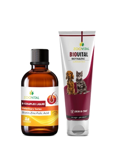 Kedi Ve Köpek İçin Plus B Damla 50ml + Biovital Paste 100 Gr 2'li Set Tüy Bakımı Dökümü Engelleyici