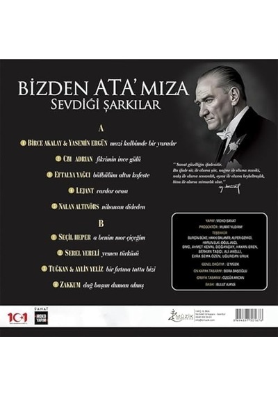 Bizden Ata&apos Mıza Sevdiği Şarkılar Vasiyet Plak Lp Türk Sanat Müziği Plak, Birce Akalay, Cem Adrian, Eftalya Yağcı, Lejant, Nalan Altınörs