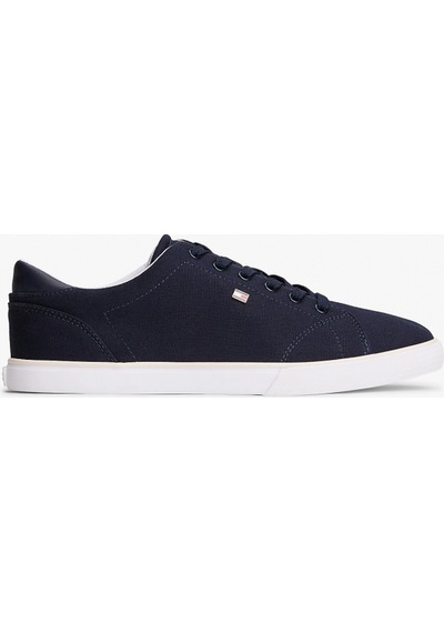 Tommy Hilfiger Th Düşük Profilli Vulkanize Kanvas Kadın Mavi Sneaker Fw0fw09102dw6 Mavi