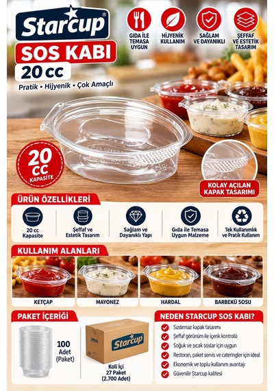 Starcup Sos Kabı 20 Cc 100'lü Koli İçi 27 Paket