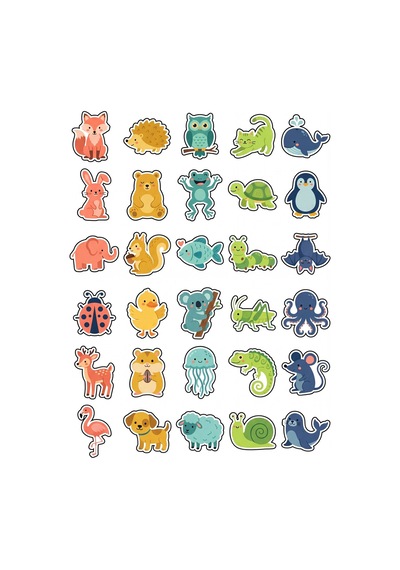 30 Adet Pastel Sevimli Hayvanlar Sticker Seti - Laptop Ajanda Defter Çok Renkli