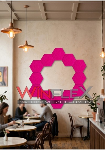 Winflex 12'li Altıgen Akustik Kumaş Panel 17x20 Cm Fuşya