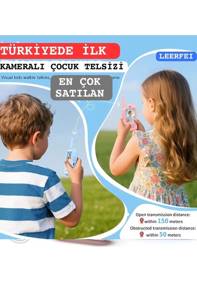 Çocuklar Için Görüntülü Telsiz Konuşma Özellıklı El Telsizi Şarj Edılebılır 50 Mt Menzil Wifi Gerektirmez