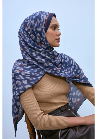 Silk Home Eco Viscose Şal Lacivert Indigo Vizon Kiremit Leopar Desenli Nefes Alan 90x200 Çok Renkli