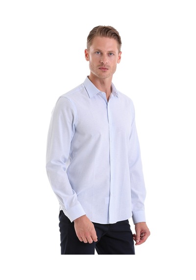 Hatemoğlu A. Mavi Ç. Comfort Fit Çizgili Pamuklu Slim Yaka Uzun Kollu Spor Mavi Hatemoğlu A. Mavi Ç. Comfort Fit Çizgili Pamuklu Slim Yaka Uzun Kollu Spor Mavi