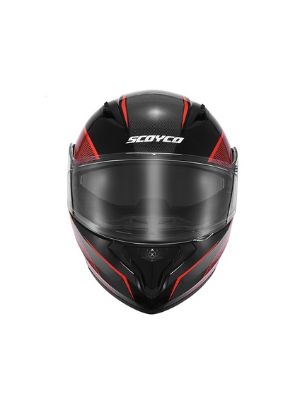 Motoanl Güneş Vizörlü Ce Motor Breaker Çene Açılır Kask Siyah Kırmızı