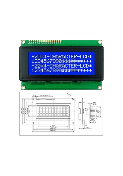 4x20 Mavi Lcd Ekran I2c Bağlantılı 20x4 Display Blue