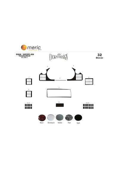 Meriç® Man Tourliner Ön Torpido Kaplama 32 Parça 2008-› (530158271)