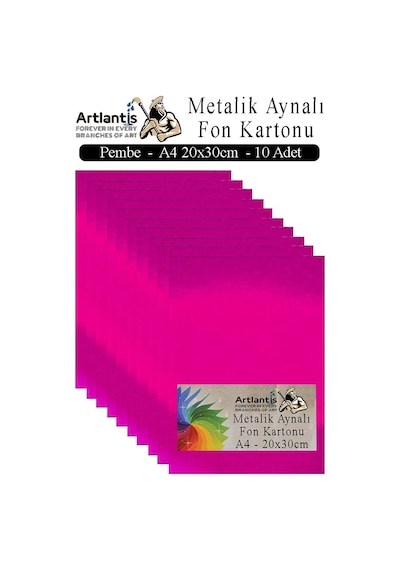 Metalik Aynalı Fon Kartonu 10 Lu A4 20x30 Cm 1 Paket Okul Sınıf Dekoratif Pırıltılı Folyo Kağıt Dekoratif Anasınıfı Kreş Pembe