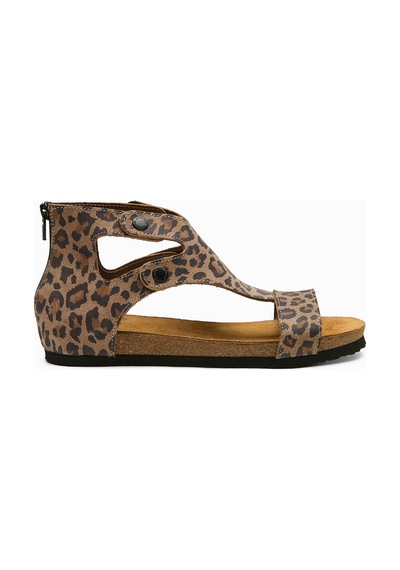 Comfortfusse Vera - Kadın Ortopedik Hakiki Deri Sandalet Leopar Baskılı Deri