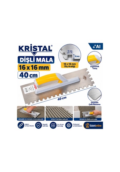 40 Cm 16x16 Mm Dişli Mala Açık Ağız Profesyonel Seramik Ve Fayans Tarağı - 937792172