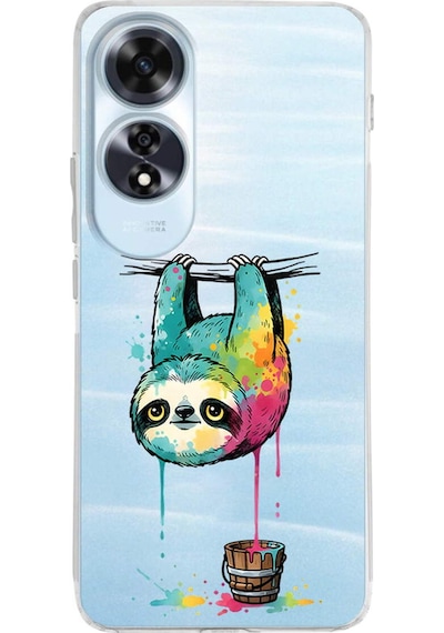 Oppo A60 İle Uyumlu Splash Tembel Hayvan Tasarımlı Şeffaf Silikon Kılıf Şeffaf
