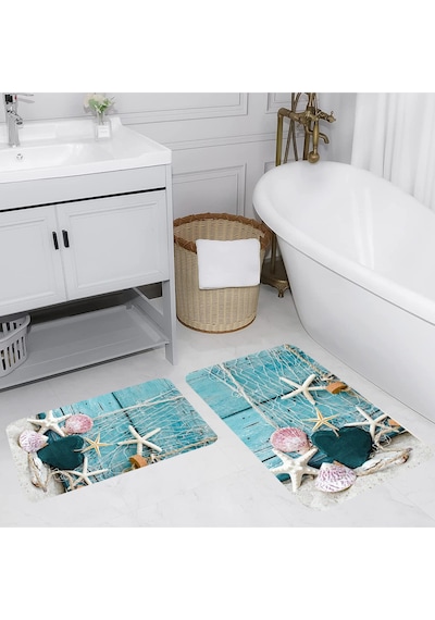Rovigo Home Baskılı Kaymaz Taban 2 Li Banyo Paspas Takım Rvg5031-100X60-60X50 Çok Renkli