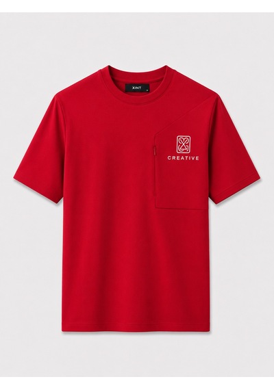 Xint Kırmızı Pamuk Dokulu Oversize Tişört 502175