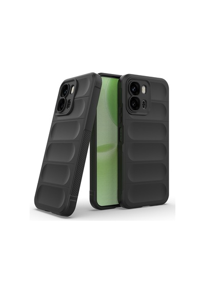 Vendas Oppo A6x Kılıf Esnek Tpu Oyuklu Arka Yüzey Tasarımlı Zore Etnik Silikon Kapak Siyah