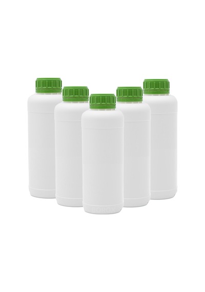 Borox Plastik Yuvarlak Yeşil Kilit Kapaklı Numune Şişe 5 x 1000 ML