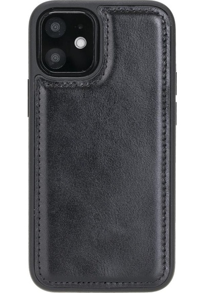 Apple Uyumlu iPhone 12 Mini Deri Arka Kapak Rst1 Siyah
