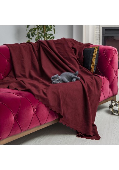 Kaymaz Koltuk Örtüsü Çift Taraflı Mikrofiber Şönil 175x350 Cm Xl- Bordo Kedi Köpek Ve Çocuk Dostu Bordo