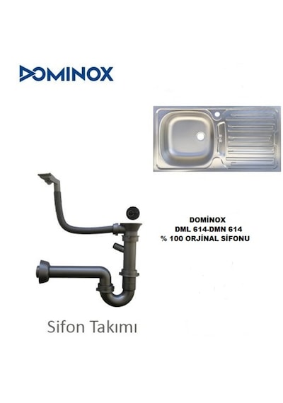 Dominox 1 Gözlü Küçük Kafa Çelik Evye Sifonu