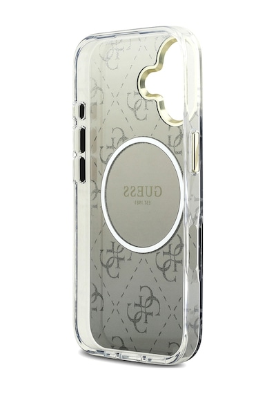 Apple Uyumlu iPhone 17 Kılıf Guess Lisanslı M-safe Özellikli 4g Desenli Simli Silikon Kapak Gri Gri
