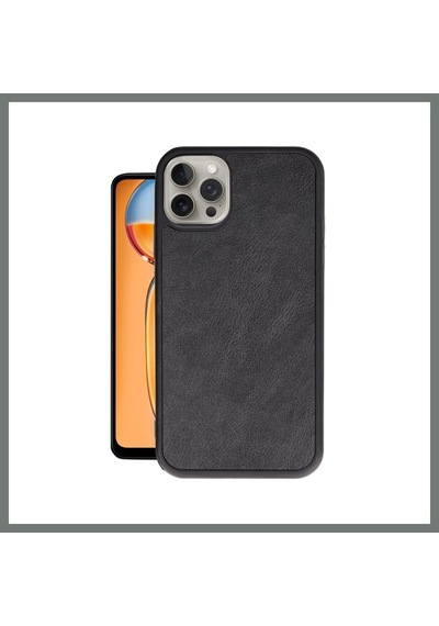 Bezos İphone 15 Pro Max Uyumlu Kılıf Aras Deri Kapak - Siyah Mmbz