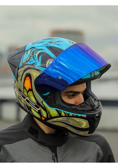 Ls2 Rapıd 2 Race Motosiklet Kaskı Vizörlü Neo Mavi - Mor