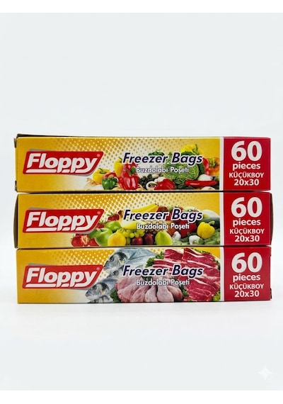 Şeylişeyler - Floppy Buzdolabı Poşeti Küçük Boy 20x30 Cm 60'lı 5 Paket - Gıda Saklama Derin Dondurucu Poşeti
