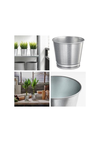 Paslanmaz Çelik Bitki Saksısı, 3 Adet, Boyanabilir, 9 Cm Çapında