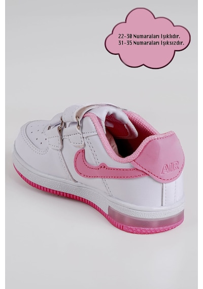 Nese Shoes Işıklı Çocuk Ortopedik Destekli Sneaker Pembe-beyaz Pembe - Beyaz