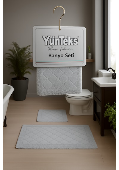 Pamuk Makarna Tufting 2'li Klozet Takımı , Banyo Seti ,d.kabuğu,g