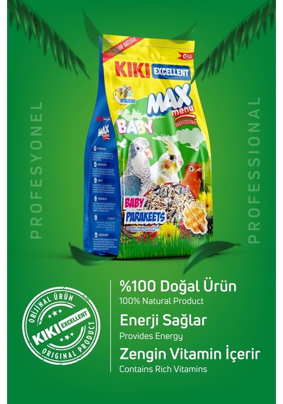 KIKI Excellent Kuş Max Menu Baby Parekets Yavru Paraket Kuşu Yemi 500 Gr. KB304
