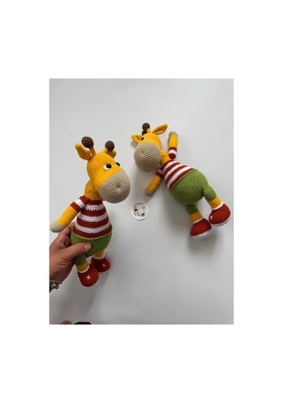 Adenya Sepeti Amigurumi Örgü Renkli Zürafa Oyun Ve Uyku Arkadaşı-34 Cm Çok Renkli