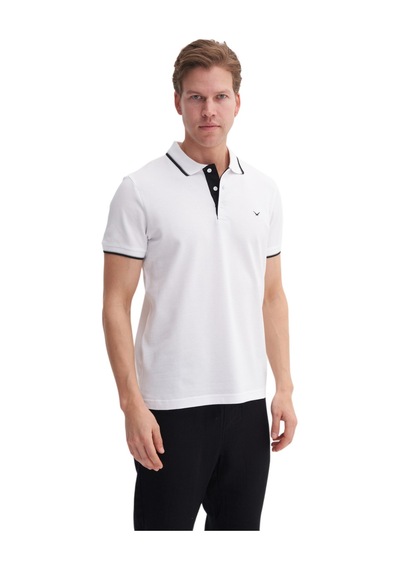 Erkek Polo Yaka T-shirt Caz.46140 Beyaz - Siyah