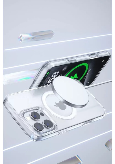 Bezos Joko Apple iPhone 16 Pro Uyumlu Gleam Pc Sert Magsafe Kılıf - Kahverengi 22