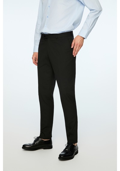 Morven Erkek Siyah Poliviskon Basic Düz Slim Fit Pantolon 26mc003025001 Siyah