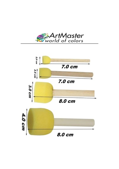Ponpon Tampon Sünger Fırça Seti 4 Lü 1 Paket Artmaster Sünger Tampon 4 Lü 1 Paket Süngerli Fırça
