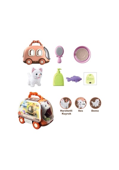Jnd-6801 Taşıma Araba Çantalı Hareketli Pilli Kedi Set -vardem Oyuncak