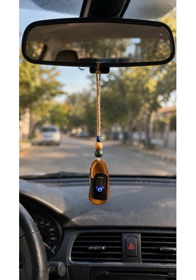 Dikiz Ayna Süsü Nazar Boncuklu Çarık El Yapımı Araç, Kapı Ve Duvar Dekoru 24 Cm