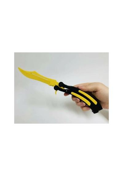 Cs2 Kelebek/butterfly Bıçak Plastik Sarı Oyuncak 3d Keskin Değil