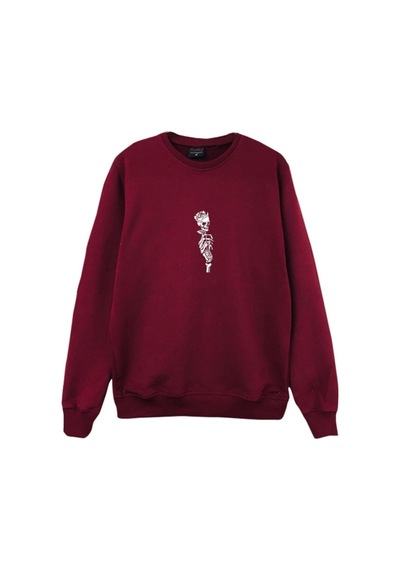 Kurukafa Gül Baskılı Sweatshirt Siyah