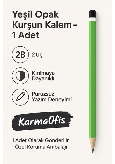 Opak Kurşun Kalem 1 Adet 2b Uç Sağlam Ve Pürüzsüz Yazım Yeşil Yeşil