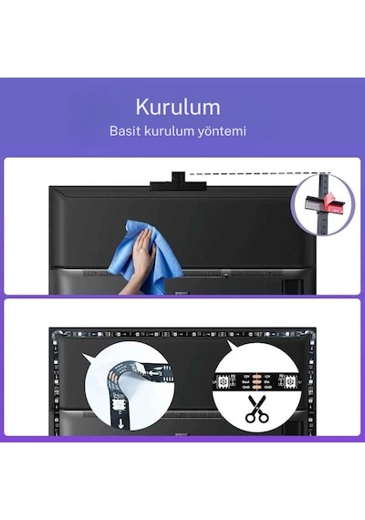 Monozone Ambiligt Rgb Tv Arkası Şerit Aydınlatmalı Uygulama Kumanda Kontrolü Sese Duyarlı 5metre