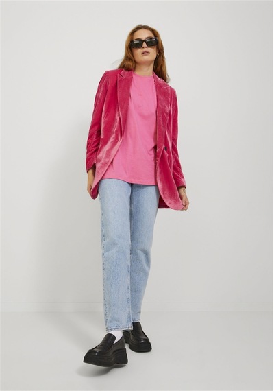 Jack & Jones Kadın Minimal Jjxx Logolu Kısa Kollu Tişört - Andrea 12205777 Carmine Rose Beyaz