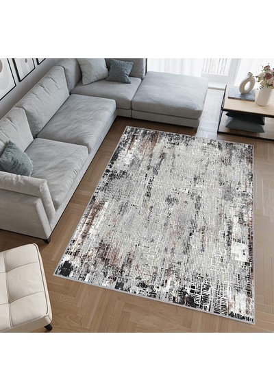 Rovigo Home Dijital Baskı Yıkanabilir Kaymaz Taban Salon Halısı Rvg0553 Gri