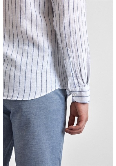 Süvari Lacivert Slim Düğmeli Yaka Casual Gömlek Sgm1008400005-m09