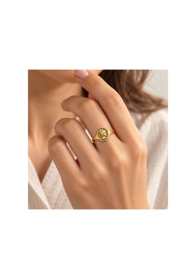 Esoo Jewelry Antik Figür Desenli Gold Renk Vintage Ayarlanabilir Kadın Yüzük Altın