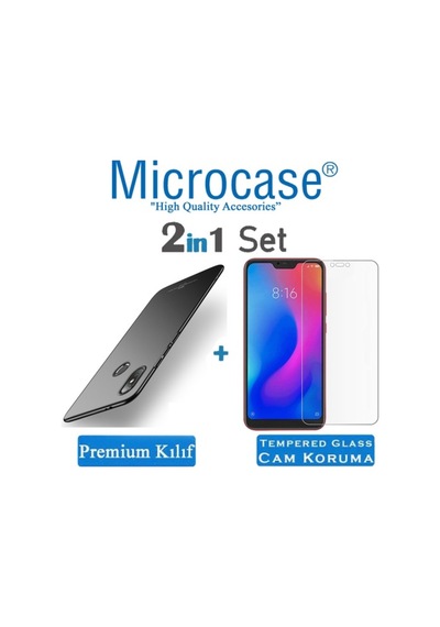 Microcase Xiaomi Mi A2 Lite Premium Matte Silikon Kilif + Cam 299650852 - Seçenek / Renk-Cam Koruma-Kirmizi-Tempered Glass Istiyorum