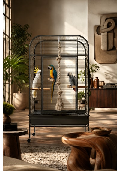 Büyük Irk Papağan Tırmanma Halatı 110 Cm Çap 33 Mm %100 Doğal Kafes Oyuncağı Stres İpi Jüt Halat Macaw Kakadu Jako Amazon Eklektus