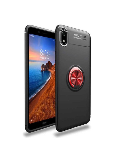Xiaomi Redmi 7a Kılıf Zore Ravel Silikon Kapak Siyah-Kırmızı
